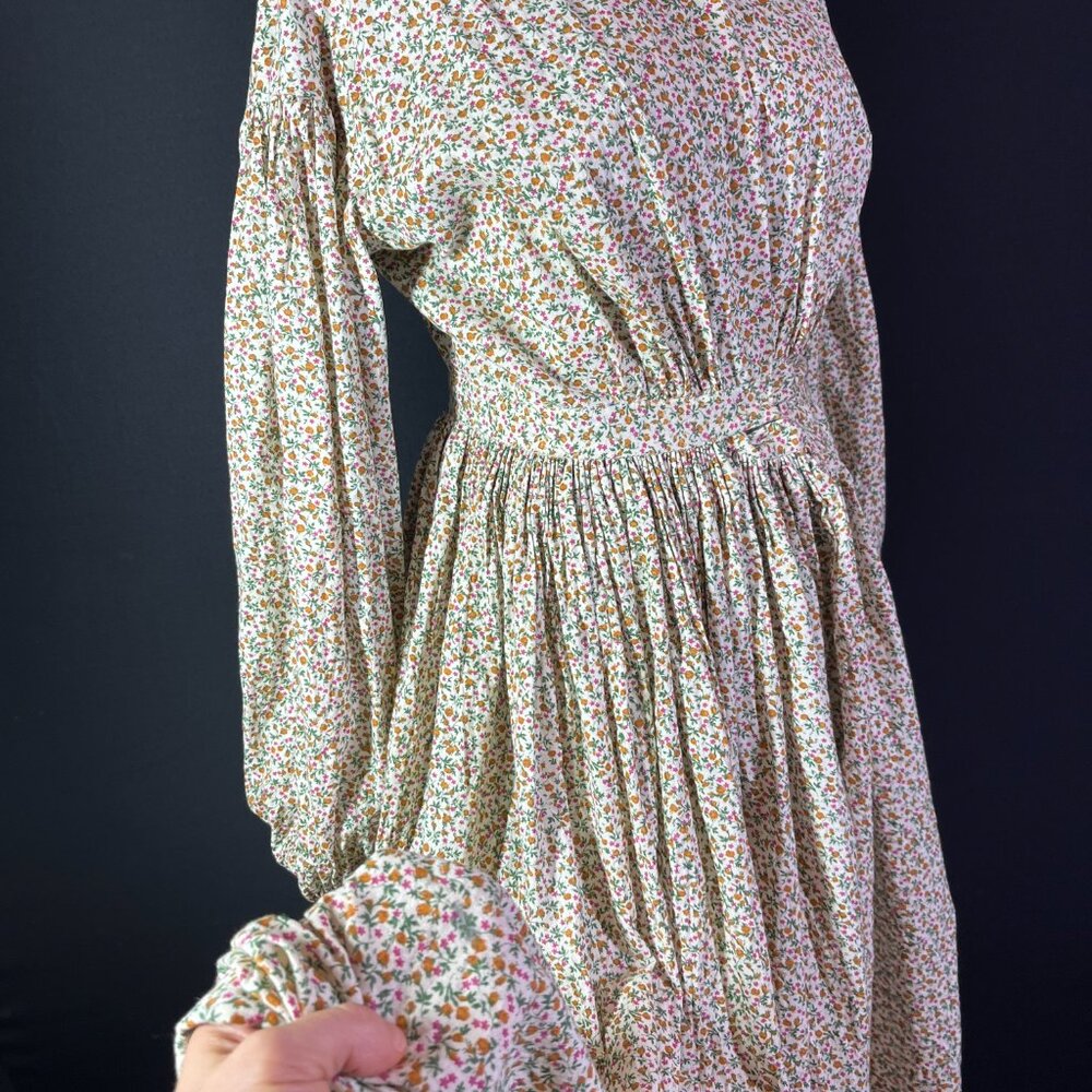 Homemade Amish Dress Floral Long Sleeve Hook-Front - Picture 5 of 13